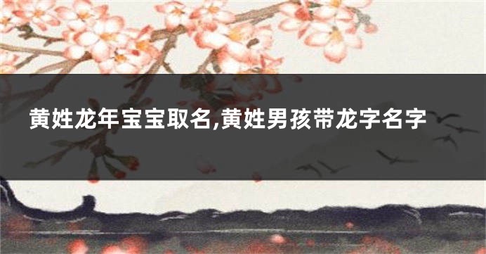 黄姓龙年宝宝取名,黄姓男孩带龙字名字