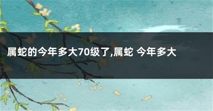 属蛇的今年多大70级了,属蛇 今年多大