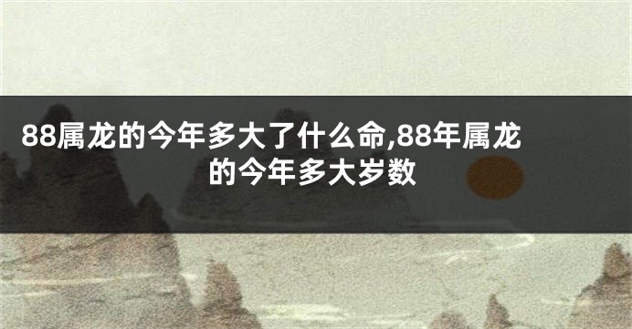 88属龙的今年多大了什么命,88年属龙的今年多大岁数