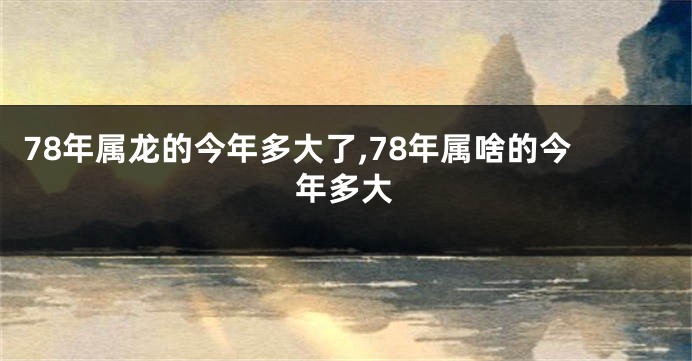 78年属龙的今年多大了,78年属啥的今年多大