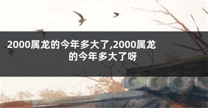 2000属龙的今年多大了,2000属龙的今年多大了呀