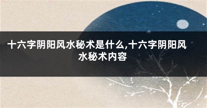 十六字阴阳风水秘术是什么,十六字阴阳风水秘术内容