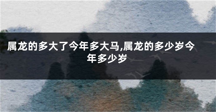 属龙的多大了今年多大马,属龙的多少岁今年多少岁