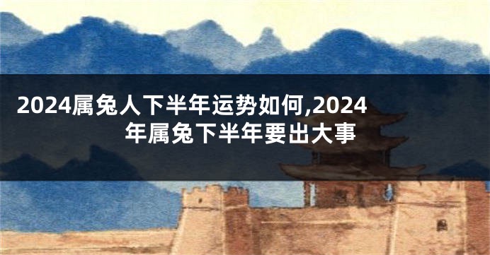 2024属兔人下半年运势如何,2024年属兔下半年要出大事