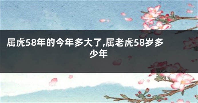 属虎58年的今年多大了,属老虎58岁多少年