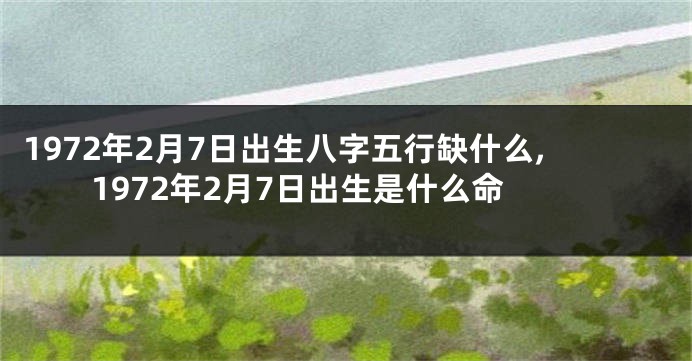 1972年2月7日出生八字五行缺什么,1972年2月7日出生是什么命