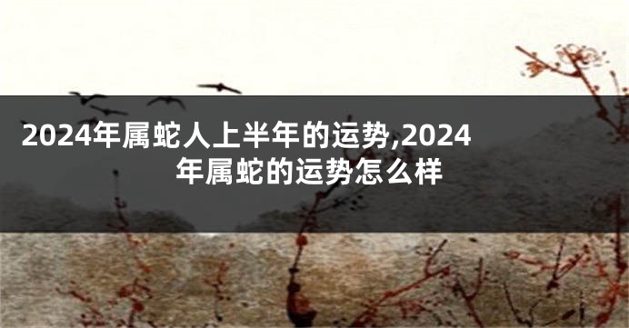 2024年属蛇人上半年的运势,2024年属蛇的运势怎么样