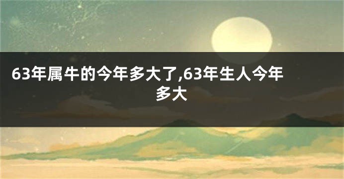 63年属牛的今年多大了,63年生人今年多大