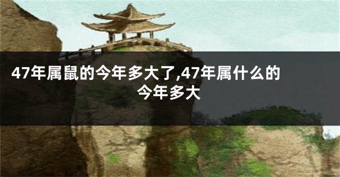 47年属鼠的今年多大了,47年属什么的今年多大