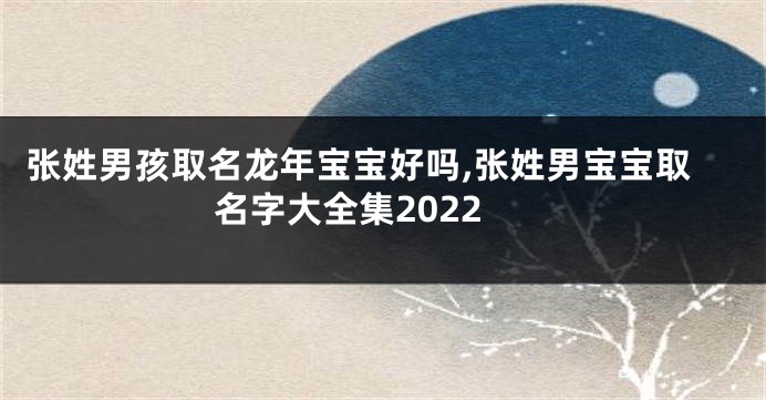 张姓男孩取名龙年宝宝好吗,张姓男宝宝取名字大全集2022