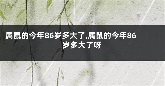 属鼠的今年86岁多大了,属鼠的今年86岁多大了呀