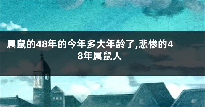 属鼠的48年的今年多大年龄了,悲惨的48年属鼠人