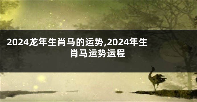 2024龙年生肖马的运势,2024年生肖马运势运程