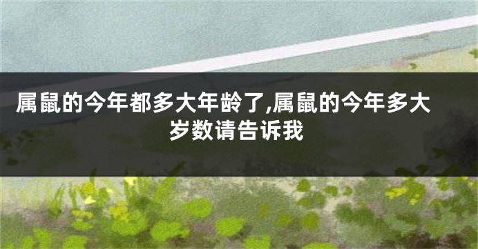 属鼠的今年都多大年龄了,属鼠的今年多大岁数请告诉我