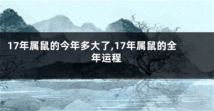 17年属鼠的今年多大了,17年属鼠的全年运程