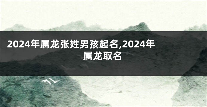 2024年属龙张姓男孩起名,2024年属龙取名