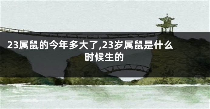 23属鼠的今年多大了,23岁属鼠是什么时候生的