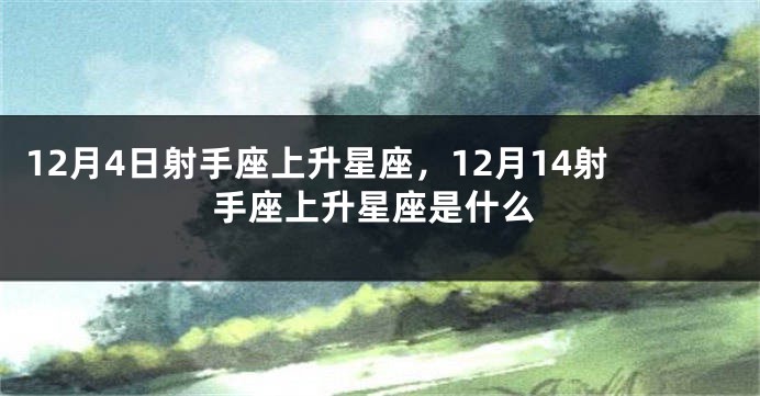 12月4日射手座上升星座，12月14射手座上升星座是什么