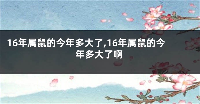 16年属鼠的今年多大了,16年属鼠的今年多大了啊