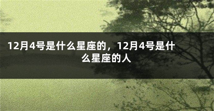 12月4号是什么星座的，12月4号是什么星座的人