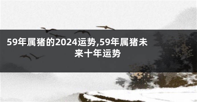 59年属猪的2024运势,59年属猪未来十年运势