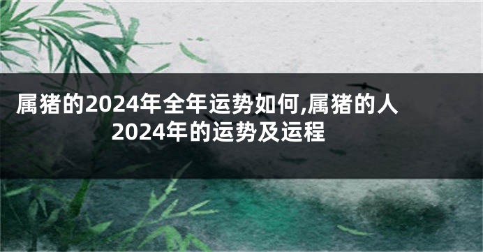 属猪的2024年全年运势如何,属猪的人2024年的运势及运程