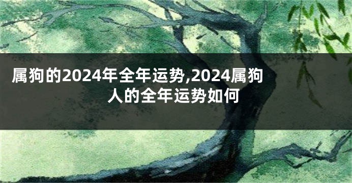 属狗的2024年全年运势,2024属狗人的全年运势如何