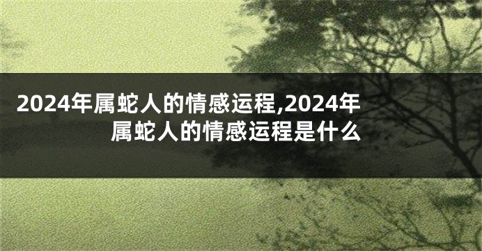 2024年属蛇人的情感运程,2024年属蛇人的情感运程是什么