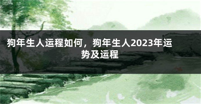 狗年生人运程如何，狗年生人2023年运势及运程