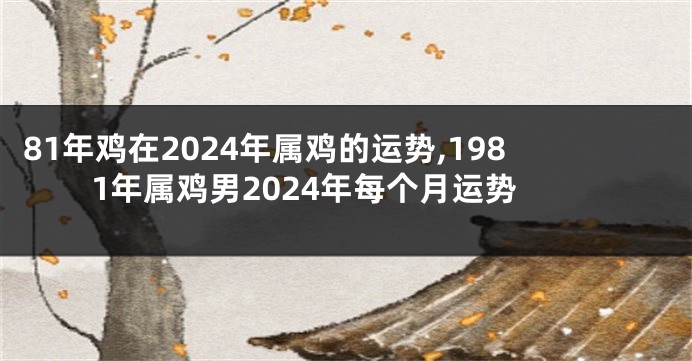 81年鸡在2024年属鸡的运势,1981年属鸡男2024年每个月运势