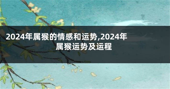 2024年属猴的情感和运势,2024年属猴运势及运程