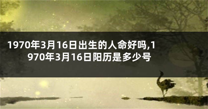 1970年3月16日出生的人命好吗,1970年3月16日阳历是多少号