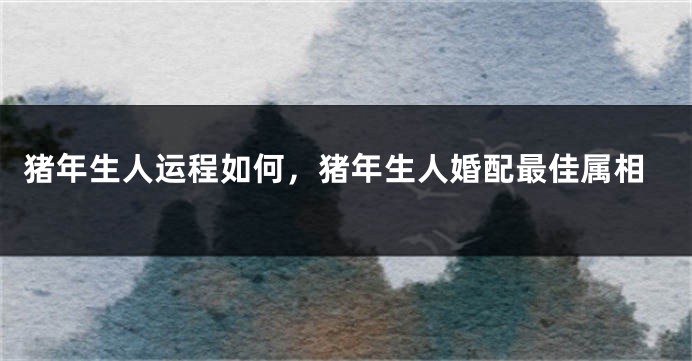 猪年生人运程如何，猪年生人婚配最佳属相