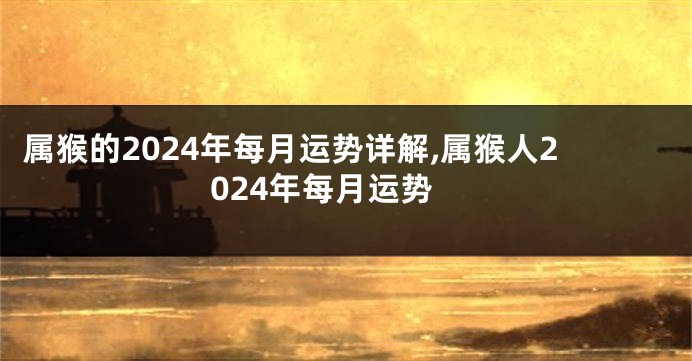 属猴的2024年每月运势详解,属猴人2024年每月运势