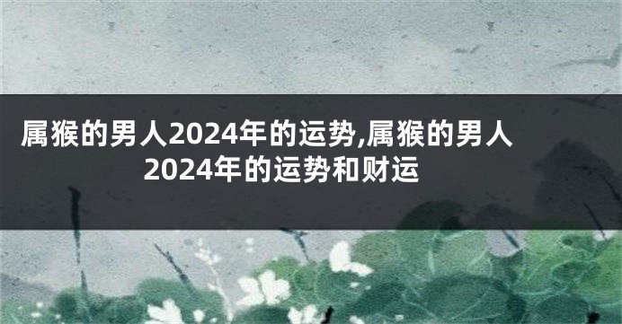 属猴的男人2024年的运势,属猴的男人2024年的运势和财运