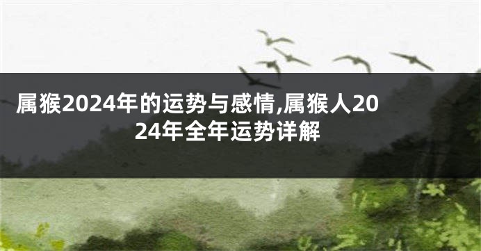 属猴2024年的运势与感情,属猴人2024年全年运势详解