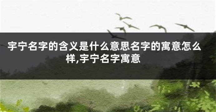 宇宁名字的含义是什么意思名字的寓意怎么样,宇宁名字寓意