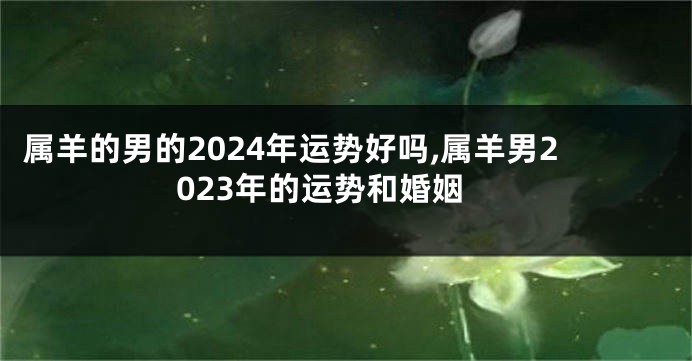 属羊的男的2024年运势好吗,属羊男2023年的运势和婚姻