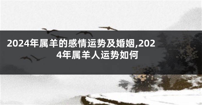 2024年属羊的感情运势及婚姻,2024年属羊人运势如何