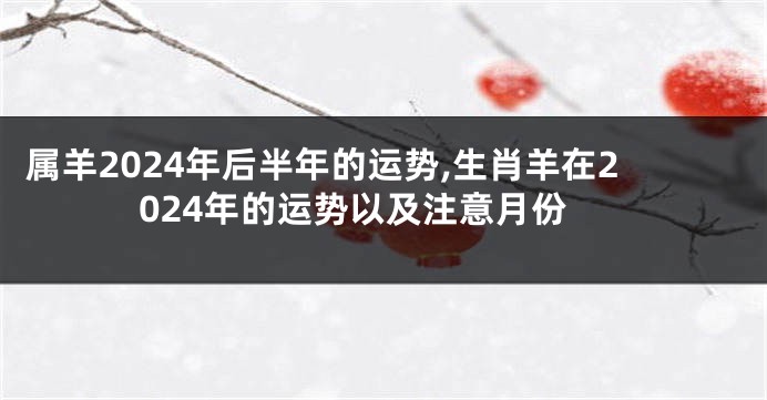 属羊2024年后半年的运势,生肖羊在2024年的运势以及注意月份