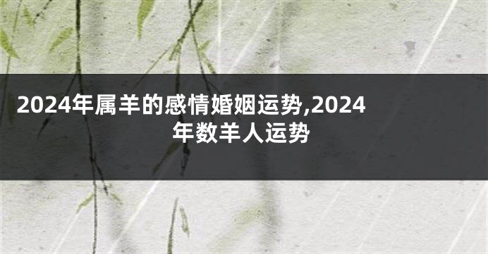 2024年属羊的感情婚姻运势,2024年数羊人运势