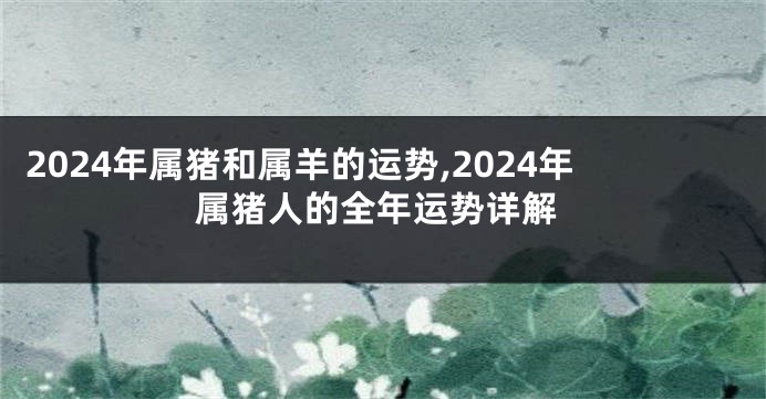 2024年属猪和属羊的运势,2024年属猪人的全年运势详解