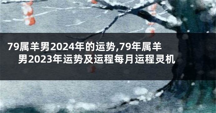 79属羊男2024年的运势,79年属羊男2023年运势及运程每月运程灵机