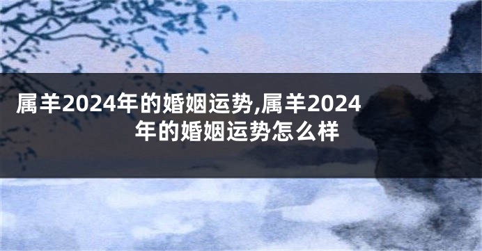 属羊2024年的婚姻运势,属羊2024年的婚姻运势怎么样