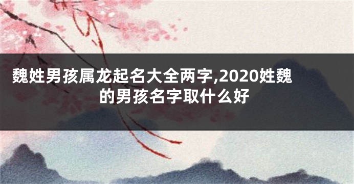 魏姓男孩属龙起名大全两字,2020姓魏的男孩名字取什么好