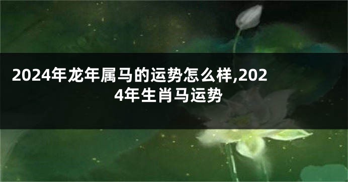 2024年龙年属马的运势怎么样,2024年生肖马运势