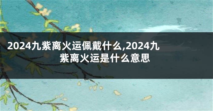 2024九紫离火运佩戴什么,2024九紫离火运是什么意思