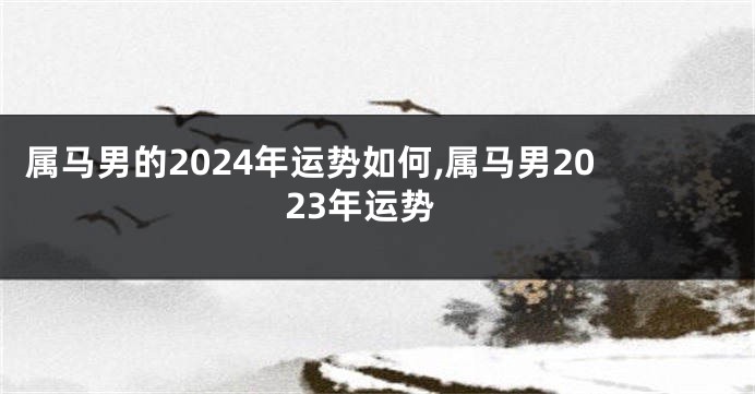 属马男的2024年运势如何,属马男2023年运势