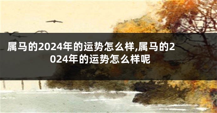 属马的2024年的运势怎么样,属马的2024年的运势怎么样呢