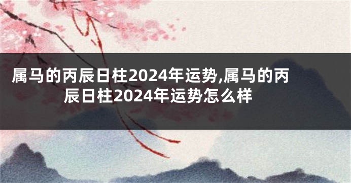 属马的丙辰日柱2024年运势,属马的丙辰日柱2024年运势怎么样